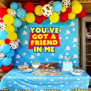 LaVenty You've Got A Friend in Me Banner Backdrop Cartoon Story Party Decorations Friend Birthday Party Supplies Garland Backdrop for Boy Birthday Party