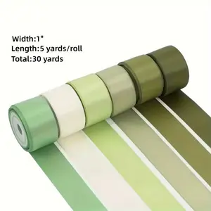 Silk Ribbon Roll Set, 6 Rolls, 1 Inch X 5 Yards, Ideal for Wedding Bouquets & Crafts, Perfect for Gift Wrapping & Bow Making, Gift Decoration, Creative Gift Packaging