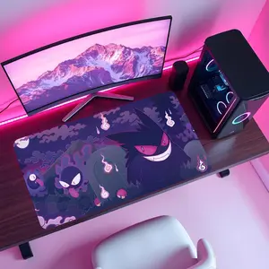Gengar Mouse Pad, Cute Ghost Desk Mat, Purple Aesthetic Mousepad, Anime Gaming Desk Mat, Gamer Gift