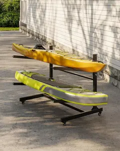 Freestanding Kayak Storage Rack 4 Kayaks, Kayak Racks for Outdoor Storage with Movable Wheels, Kayak Stand Heavy Duty Storage for Canoe, SUP and Surfboard