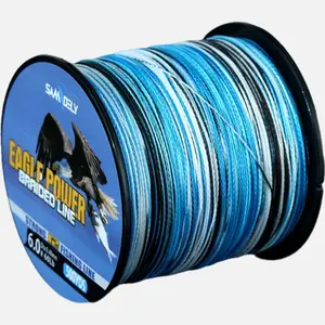 Braided Fishing Line - 300YDS and 500YDS, Saltwater Test, 10LB-100LB, Blue Camouflage, Durable PE Material, Suitable for All Anglers, Saltwater Fishing | Eagle Brand | Smooth fishing line