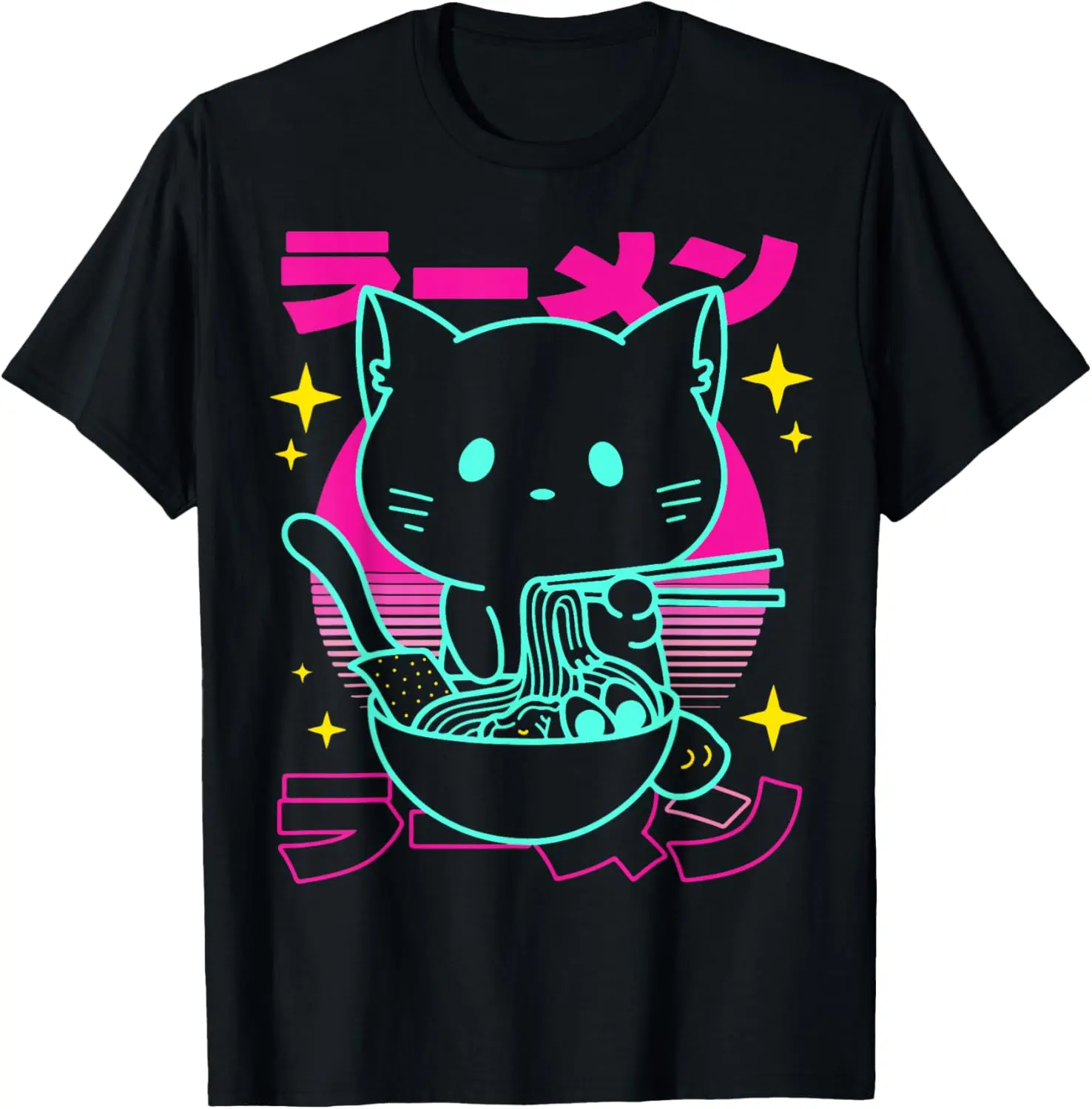 Women's 100% Cotton Short-Sleeve Round Neck Top - Kawaii Cat Graphic, Vintage, Sarcastic, Plus-Size Casual Everyday T-Shirt