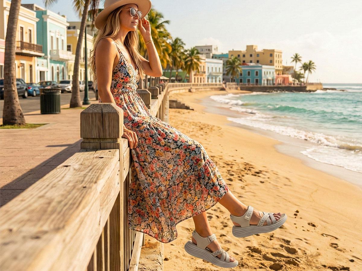 Vilanva Women's Comfortable Platform Walking Sandals Casual Sport Summer Sandals with Adjustable Buckle and Cushioned Midsole