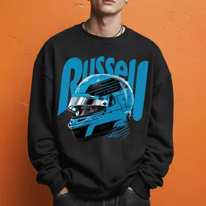 George Russell Signature Helmet T-Shirt – Retro 90s Racing Graphic Washed Tee, Motorsport Fan Apparel, Gift for Racing Lovers