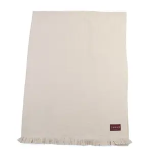 Pre-owned GUCCI Cotton Small Leather Goods GG Jacquard Wool Shawl