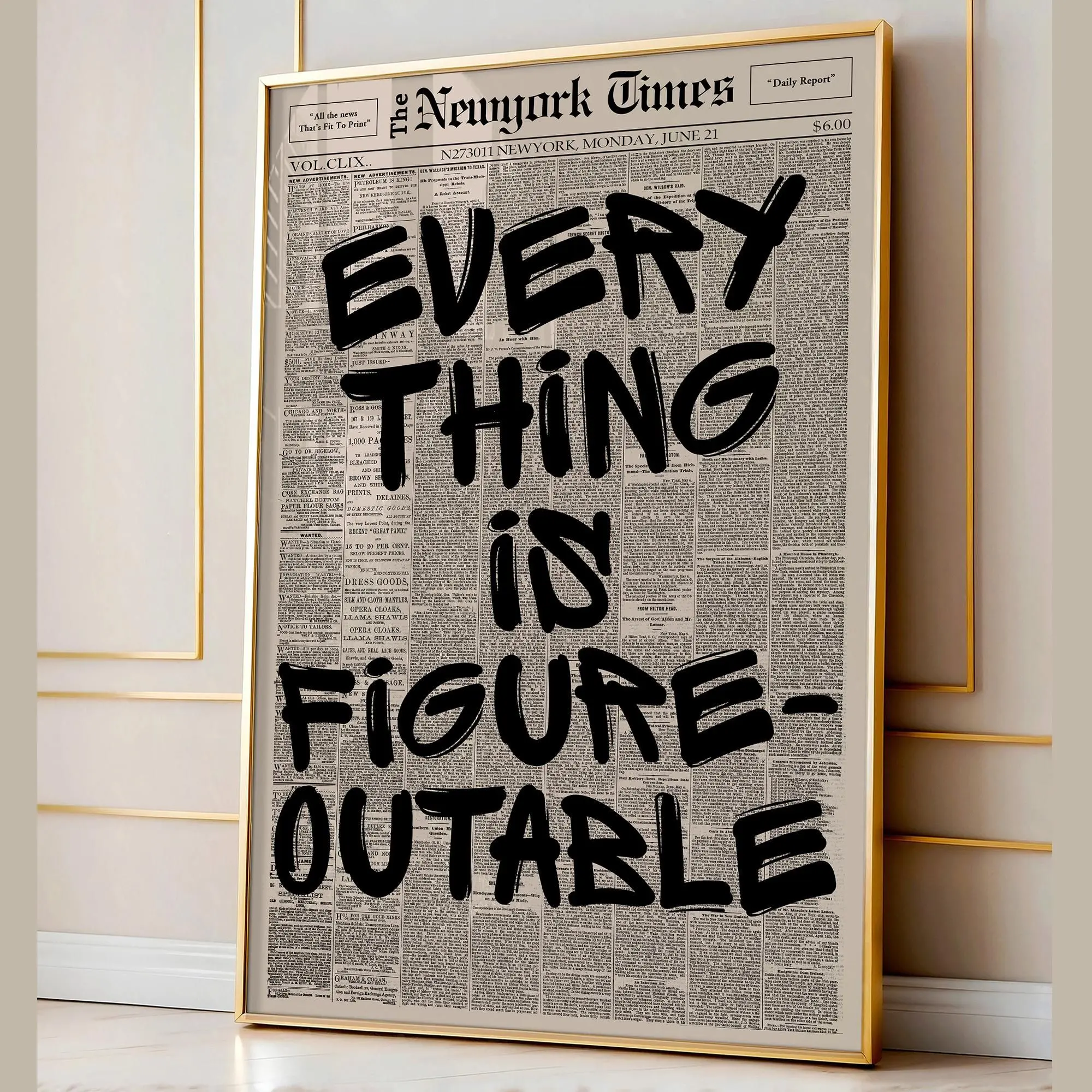 [Sale off up to 65%][Free Ship][No Frame] Retro Weak Ass Bitch Newspaper Print, Trendy Wall Art, Typography Poster, Motivational Quote Print, Canvas Wall Decor. Modern Wall Art (5)