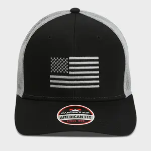 American Flag Black Mesh Back Snapback Cap