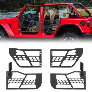 【GARVEE】Safari Tubular Doors for 2007-2018 Jeep Wrangler JK 4-Door, Black Finish, Side Mirror Compatible, Includes 4 Half Tube Doors, Perfect for Trail Adventures, Mirrors Not Included