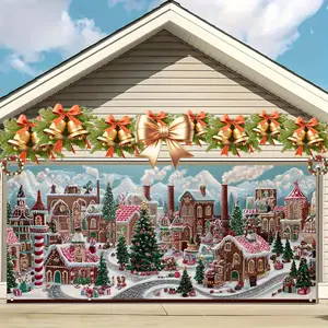 Christmas Garage Door Banner Outdoor Decoration, Large Fabric Gate Cover, Perfect for Holiday Wall Art, Photo Booths, Weddings, Parties
