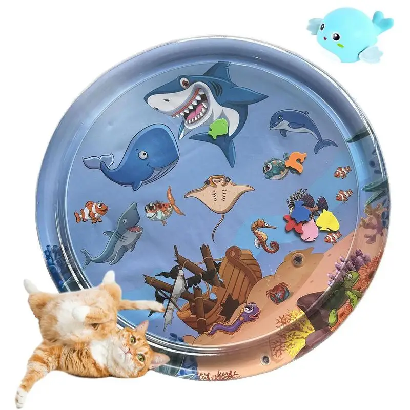 Water Sensory Playmat for Cats, Cat Toys for Bored Indoor Cats, Cat Kicker Toys Self Play Mat, Interactive Toys for Cats to Play Alone