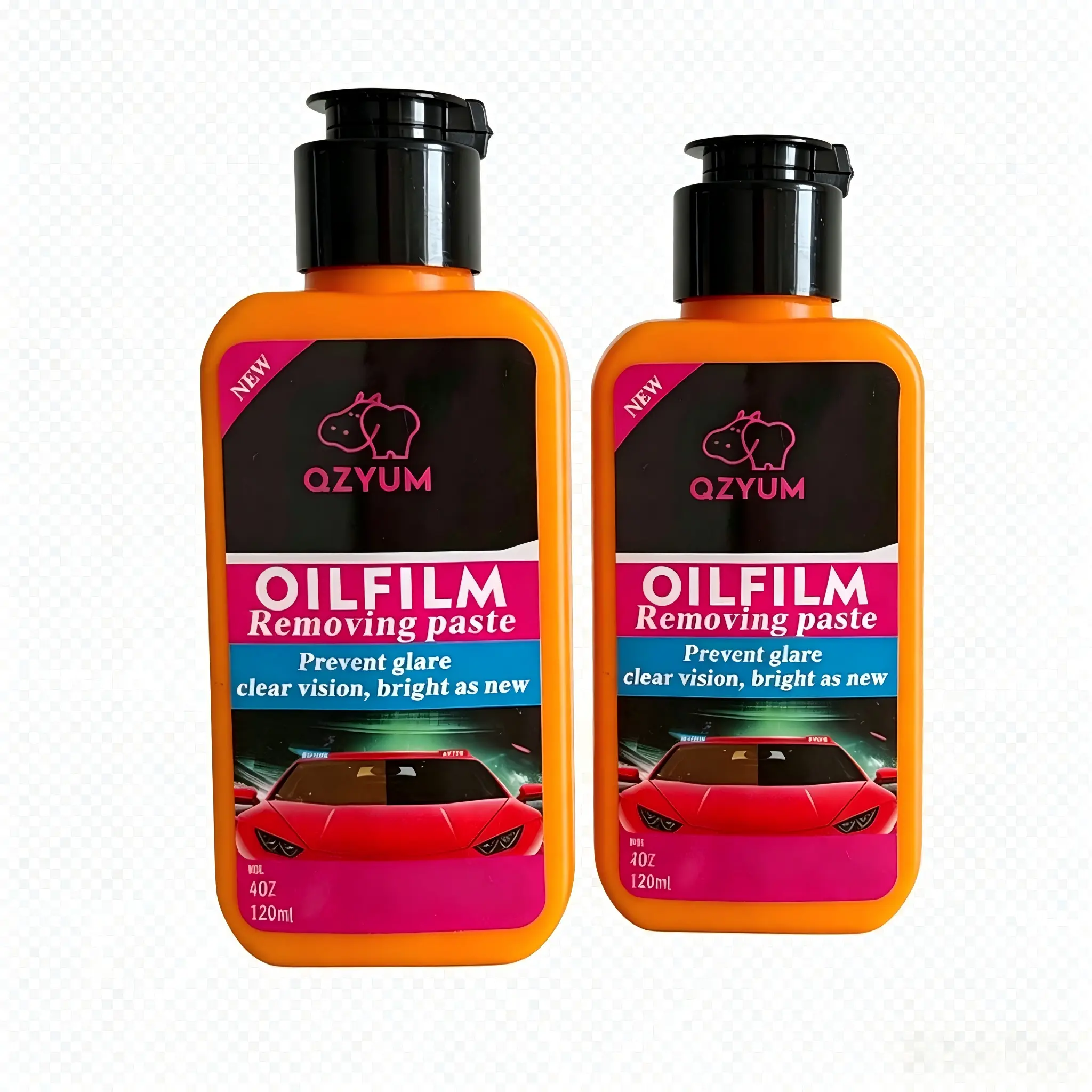 QZYUM Glass Cleaner - Automotive Window Cleaning Polish for Car Detailing, Removes Oil Film, Water Spots, Road Oils, Windshield Haze, Wiper Marks, Prevents Glare, Restores Clear Vision