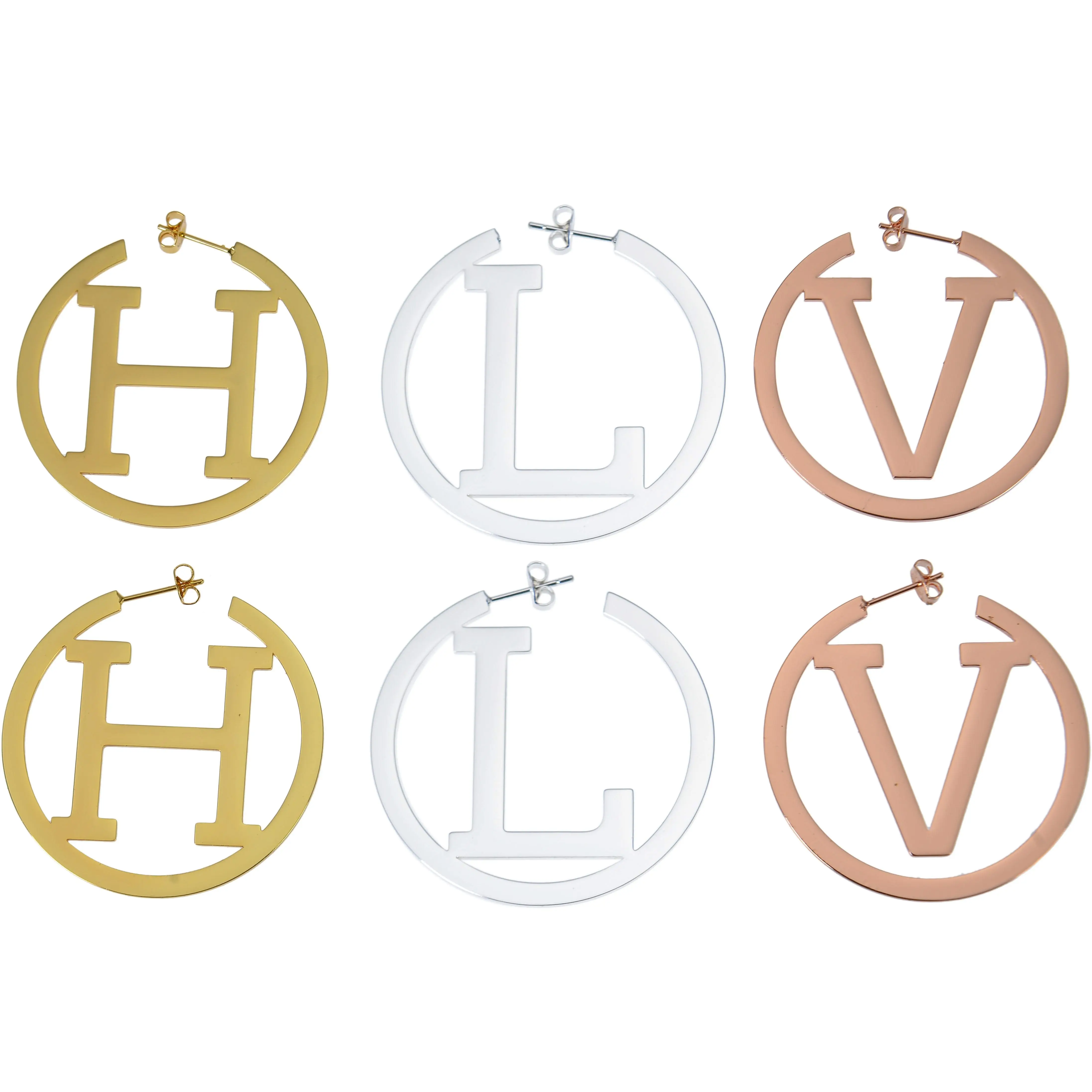 Personalized Round Initial Hoop Earrings