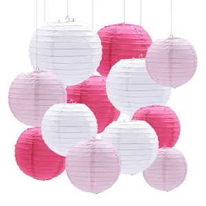 1count 4-12inch Round Chinese Paper Lanterns Hanging Lantern Ball for Wedding Birthday Party Decoration Supplies Baby Shower Favors