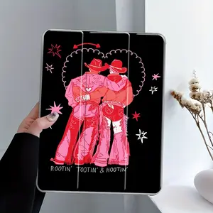 Y2K Denim Design Folding Stand Tablet Case, Shockproof Kickstand Drop Proof Cover, Acrylic Hard Back, Retro Cover for iPad 10.2inch, Mini, Includes Pencil Slot, Protection for School, Office, Home