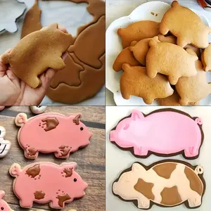Aesthetic Pig Cookie Cutters for Baking! Stainless Steel Farm Animal Biscuit Mold Set. Fun & Easy Pastry Dough Tool for Adorable Piggy Treats. Durable Kitchen Baking Accessory. Elevate Your Baking Game with Cute Animal Shapes.