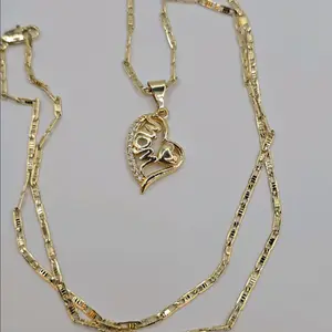MOTHER'S DAY heart clear stones chain gold-plated cute gift