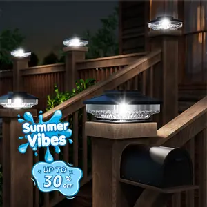 Summervibes [Mother's Day Gift] Solar Post Cap Lights Modern Outdoor | Easy Installation, Bright White & IP65 Waterproof | For Fence & Deck Lighting, Solar Powered & Decorative