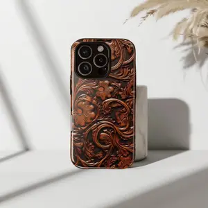 Western Vintage Tooled Leather Style Case for iP Phone 17 16 15 14 13 12 11 Pro Max Plus X XR - Rustic Floral 3D Embossed Aesthetic Cover 🤠✨