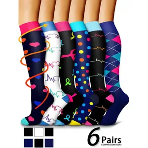 Unisex's Colorful Compression Socks, Sports Socks for Running, Nurses, Pregnant Women, Sports Socks for Improving Blood Circulation, Polyester Athletic Socks