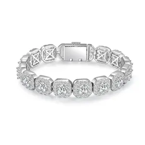 [luxury] Bracelet 18K Gold Plated VVS Round cut for Men Women Cuban Bracelet 12MM Wide lced Out Chain Flip Bracelet with Giftbox Hip Hop Fashion Jewelry TikTokShopBlackFriday