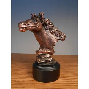 212 MAIN Bronze-Plated Resin Horse Head Sculpture - Collectible Art Decor Ornaments, Cultural Collectible Item
