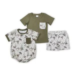 Boys' Toddler 2-Piece Cotton Matching Outfit Set - Hunting Duck Print Romper Combo, Breathable, Easy to Style Kids' Clothes, Toddler Outfit