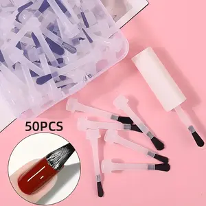 50PCS Disposable Nail Polish Brushes with Handle - Soft Bristle Replacement Tools for DIY Manicure ✨ Cosmetic Manicure
