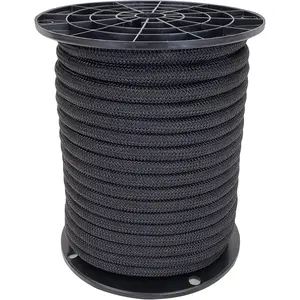 3/8" Black Shock Cord, Marine Grade Polyester Bungee Cord, 100 ft Spool, UV Resistant Elastic Rope