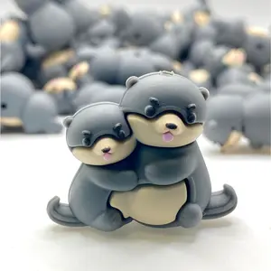 1pc Plays Well With Otters 3D Silicone Focal Beads - Otter Shape Bead for Beaded DIY