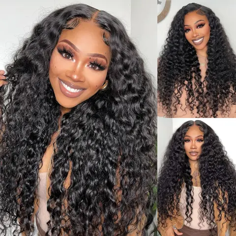 Sunber Western Human Hair Lace Front Wig - 7x5 Zigzag Pre-Cut Antibacterial Lace Water Wave Glueless Piece with Bye Bye Knots, Baby Hair Line, Golden Ratio Flexible Cap Size, Adjustable Belt + Combs, Elastic Drawstring