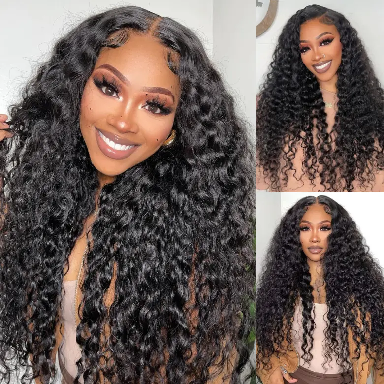 Sunber Western Human Hair Lace Front Wig - 7x5 Zigzag Pre-Cut Antibacterial Lace Water Wave Glueless Piece with Bye Bye Knots, Baby Hair Line, Golden Ratio Flexible Cap Size, Adjustable Belt + Combs, Elastic Drawstring