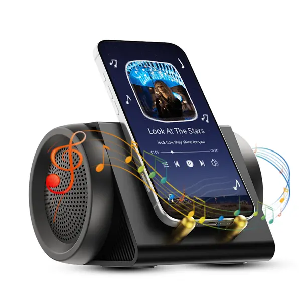 XHJ Portable Wireless Bluetooth Subwoofer Speaker - No Pairing Required, HD Surround Audio, 3-in-1 Universal Smartphone Holder, Battery-Powered, Compatible with Tablets iPhones Android/Lightning Devices, Black, Daily Use, Mother’s Day Gift (Summer Sale)