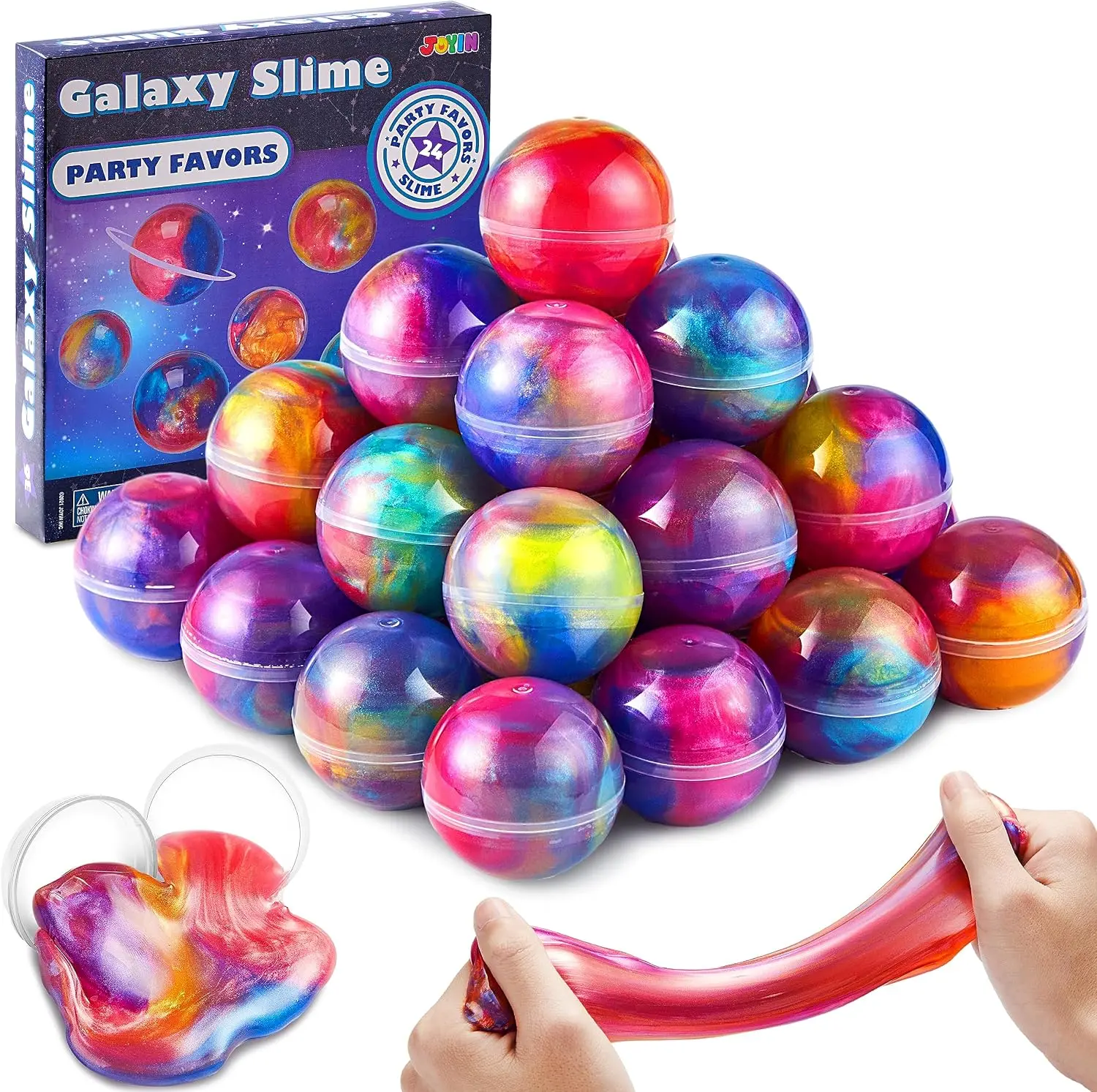 Halloween Fall Gift Slime Party Favors, 24 Pack Galaxy Slime Ball - Stretchy, Non-Sticky, Mess-Free, Stress Relief, and Safe - Toys for Girls and Boys - Easter, Classroom Reward, Party Supplies, Valentines
