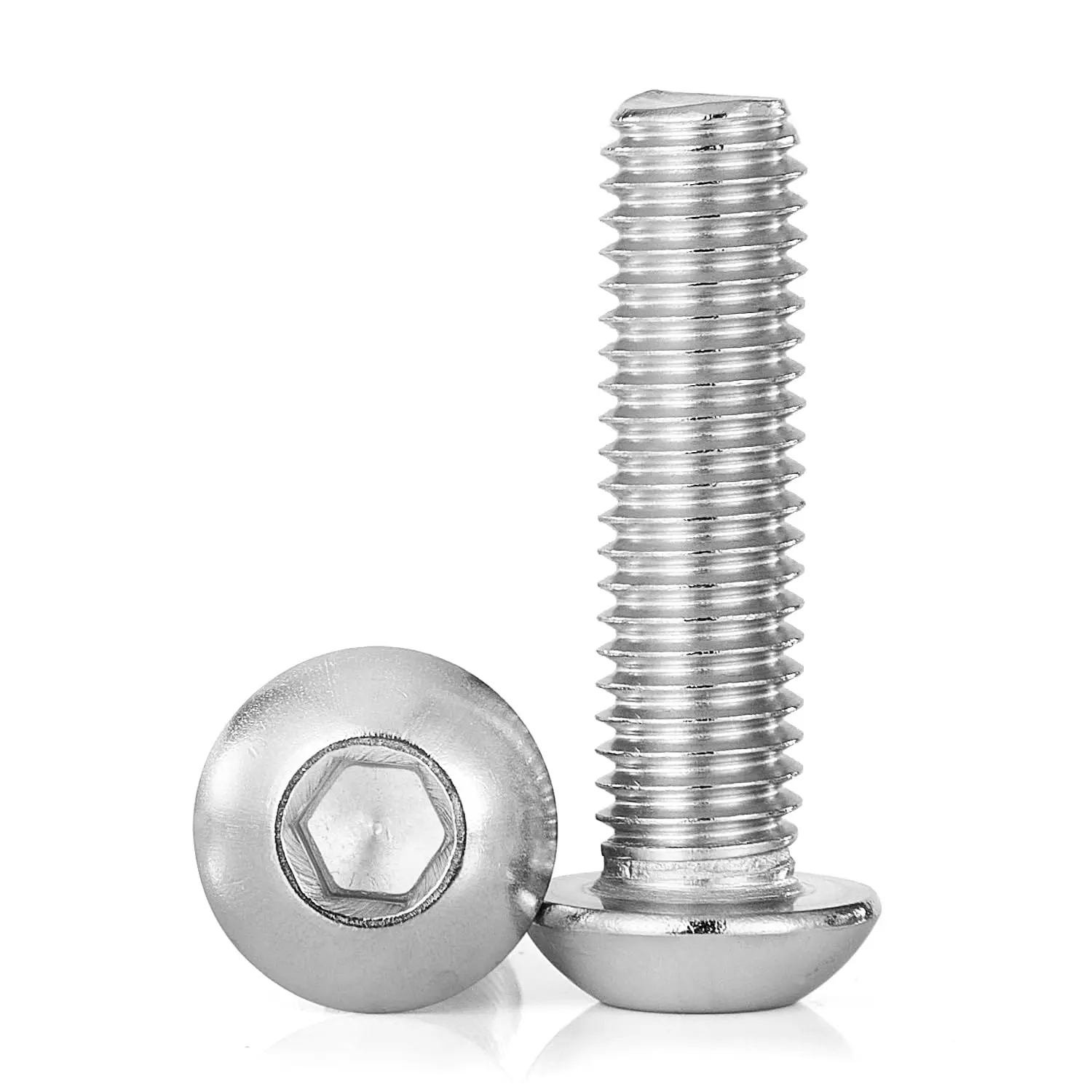 M4-0.7 x 20mm Button  Socket Cap Screws , 304 Stainless Steel, Allen Hex Drive, Metric Machine Fully Threaded, Bright Finish, 100 count