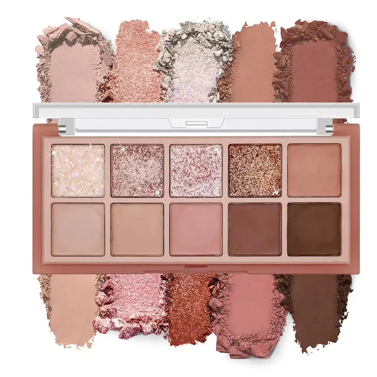 10 Color Shimmering Eyeshadow Palette, Long Lasting Highly Pigmented Matte Shimmer Glitter Metallic Shades Palette, Sparkly Shimmer Eyeshadow, Colorful Eye Makeup Products for All Styles and Occasions