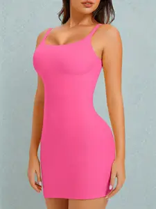 Women's High Elastic Bodycon Dress Sleeveless Mid-Length Shapewear, Casual Inner Layering Slimming Skirt for All Seasons Fit Womenswear Lady