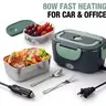 NextQube Electric Heated Lunch Boxes Adults: 80W Electric Lunch Box Food Heated 12/24/110V 1.5L Heatable Lunch Box for Car/Truck/Office Leak-Proof Stainless Steel Container, Fork & Spoon, Bag