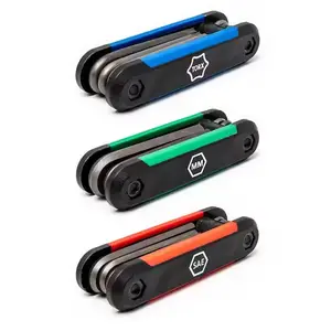Husky Folding Hex Key Set 9-Piece SAE 8-Piece MM 8-Piece Torx Metal Chamfered Ends Color Coded Storage Caddy