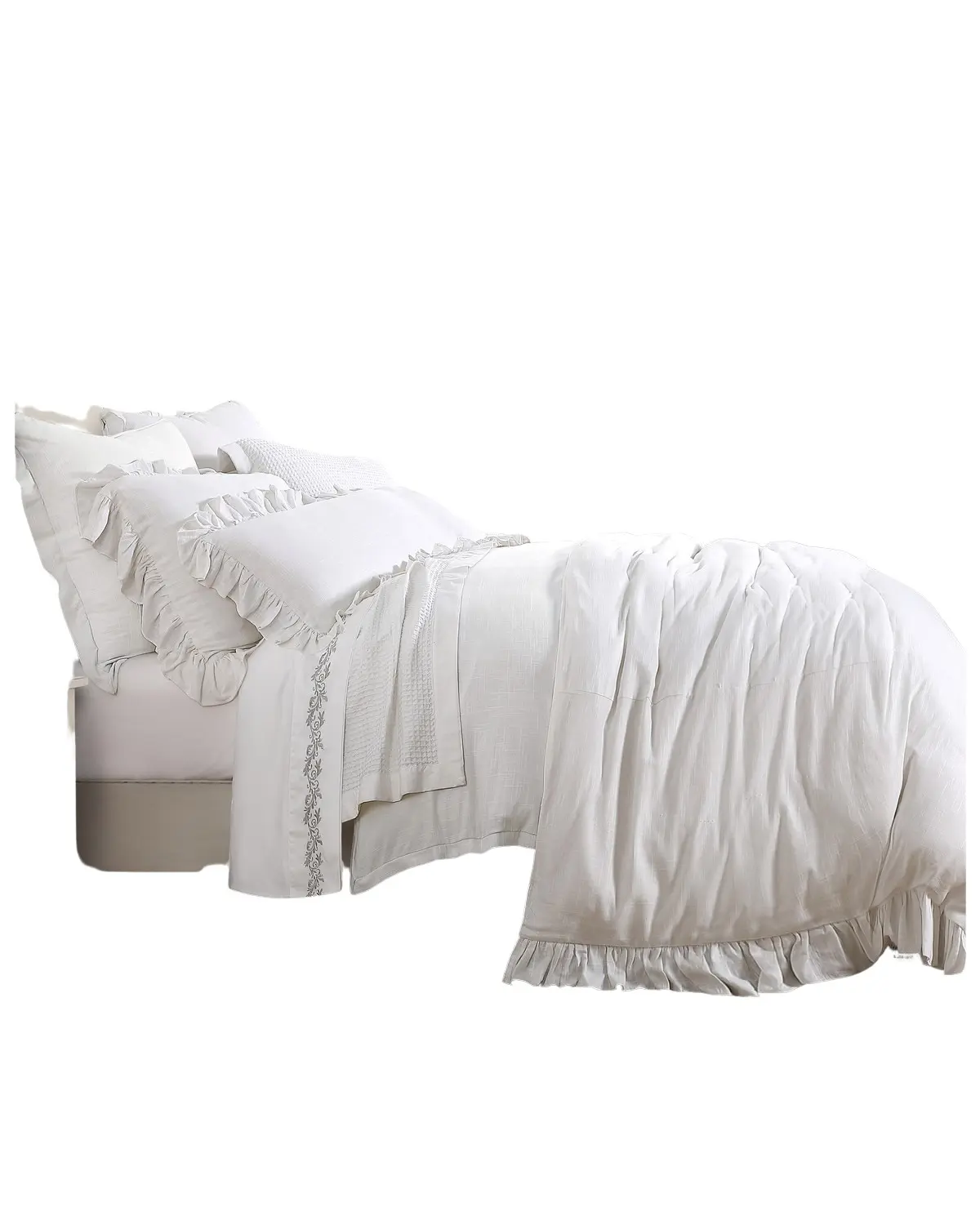 Hiend Accents Unisex Lily Washed King Linen Duvet - Fb1947du-Sk-Wh