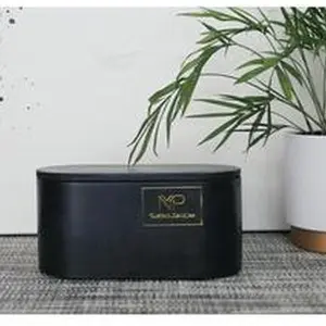 Black Oval Concrete Candle - 2 Wood Wicks, All Natural, Clean and long lasting burn