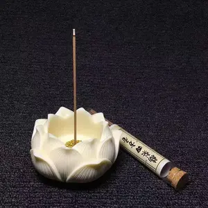A70. Chinese-Style Lotus Incense Stick Holder, Handmade Gypsum Copper Aromatherapy Decoration for Home and Tea Room