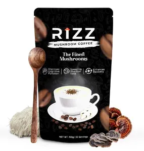 RIZZ Mushroom Coffee - 6 Adaptogenic Mushrooms and MCT Oil, Instant Coffee for Better Energy