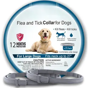 Flea Collar for Dogs, Flea and Tick Prevention for Dogs Collar, Dog Flea and Tick Treatment, 2 Collars, 12 Months Prevention, One Size Fits All