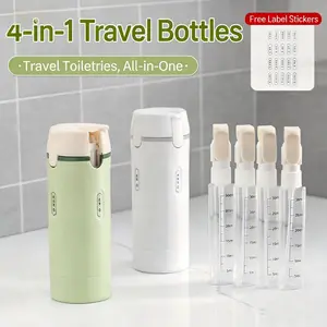 4-in-1 Travel Dispensing Bottle Set – Leakproof Cosmetic Organizer for Toiletries, Must-Have for Business Trips & Vacations