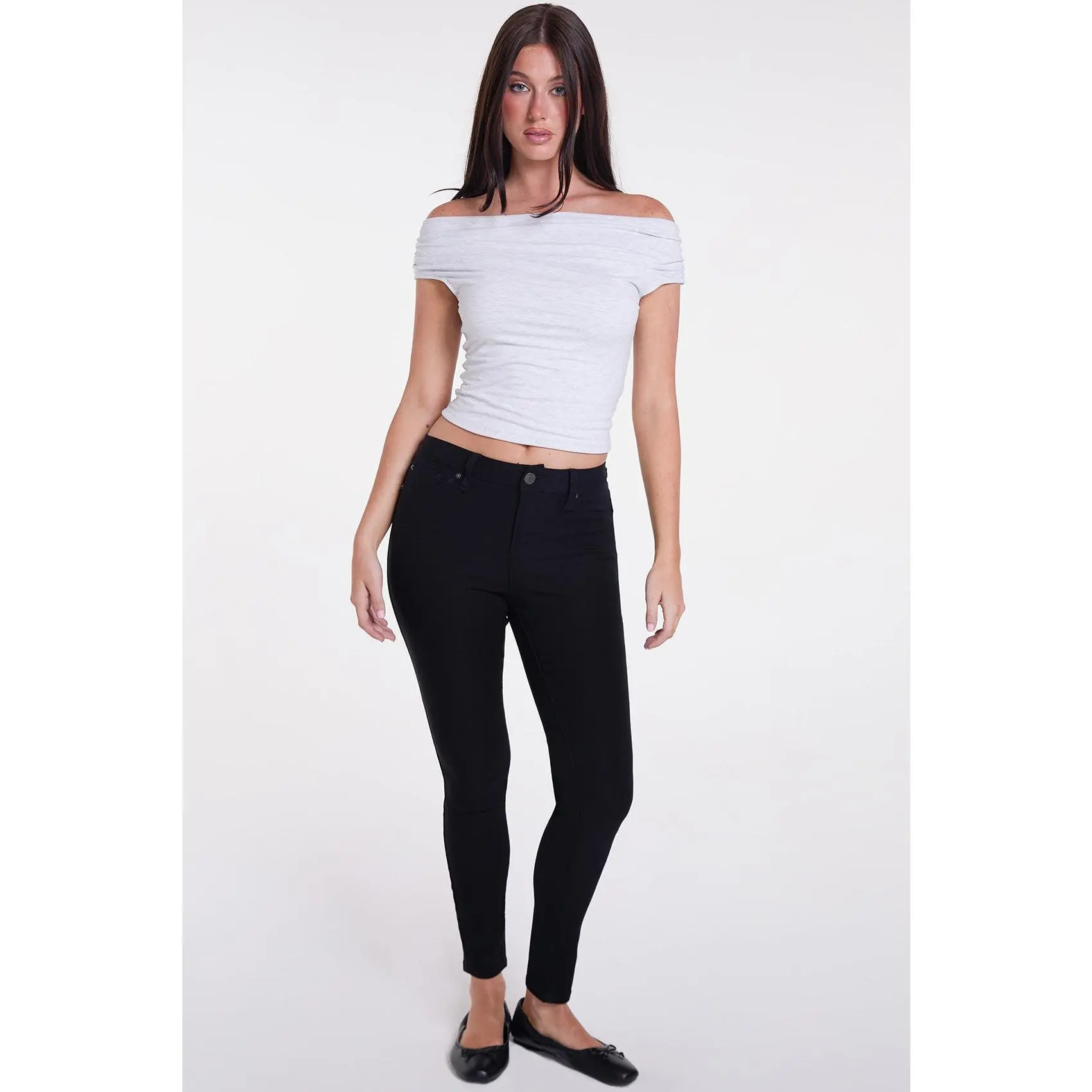 Women's Hyperstretch Forever Color Skinny Pants, Solid Mid-Rise Stretch Fit Trousers in a Cotton Spandex Fabric Blend, Top, Blouse