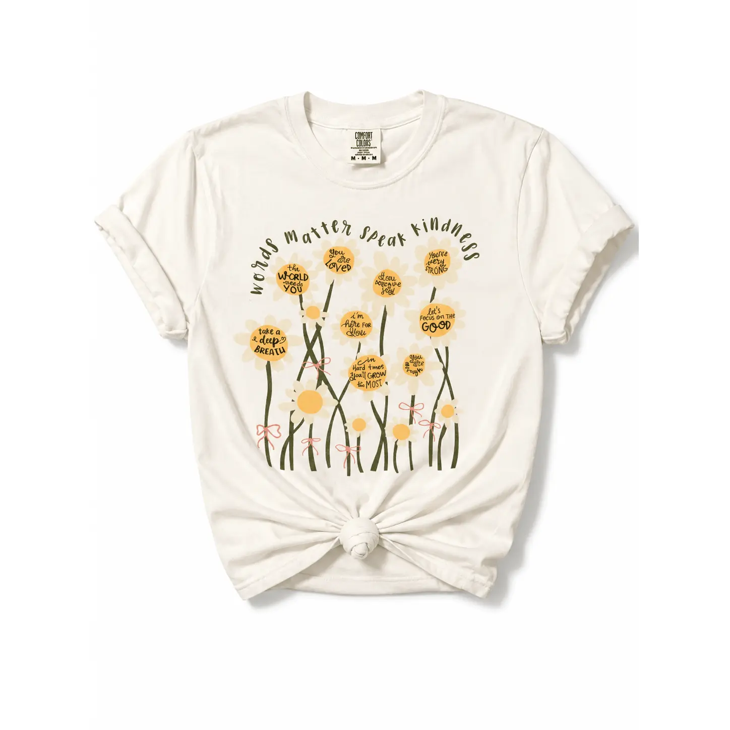 Plus/Reg Short Sleeve Words Matter Speak Kindness Positive Affirmatiion Floral Graphic Tee