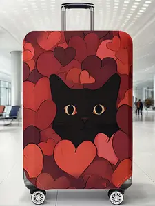 Random Cat Pattern Travel Organizer, Casual Dust-proof Travel Accessories, Elastic Luggage Cover for Women & Men, Travel Essentials