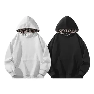 Men's Hoodie Jacket with Leopard Print for Autumn - Versatile Casual Sports Coat Made of Polyester, Perfect for Outdoor Activities and Workouts, Ideal for Couples