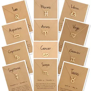 12 Star Sign Alloy Pendant Necklace - Minimalist Constellation Necklaces for Women