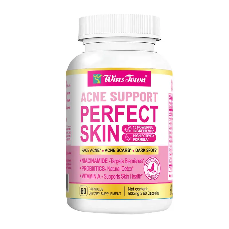Winstown 3-in-1 Natural Dietary Beauty Supplement Capsules - Hyaluronic Acid, Skin-Support Vitamins, Oral Hormonal Acne Relief, Skin Care for Women & Men, Prop 65 Safe